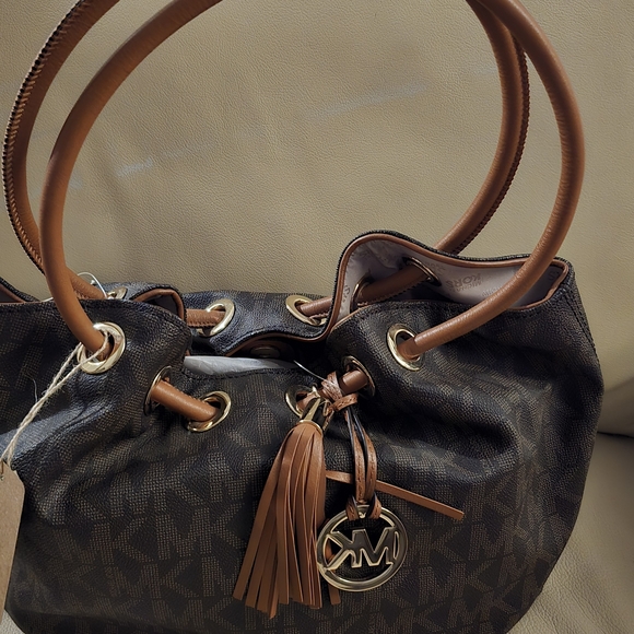 Michael Kors Handbags - Michael Kors Dark Brown Shoulder Bag with Gold Accents